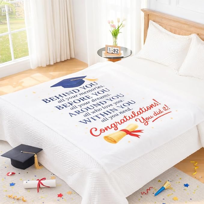 Graduation Gifts Blanket Class of 2026 – Inspirational Throw Blanket 50x60 Inch, Meaningful Graduation Gift for Him Her, Soft Cozy Plush Blanket for College High School Graduate