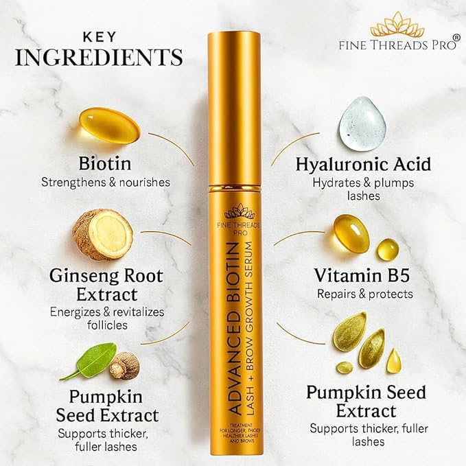 Advanced Biotin Eyebrow Eyelash Boosting Serum Ultimate Growth Serum with Hyaluronic Acid - Dermatologist Approved for Thin lashes, Patchy & Over-Tweezed Eyebrows - Fast Absorbing 10ml