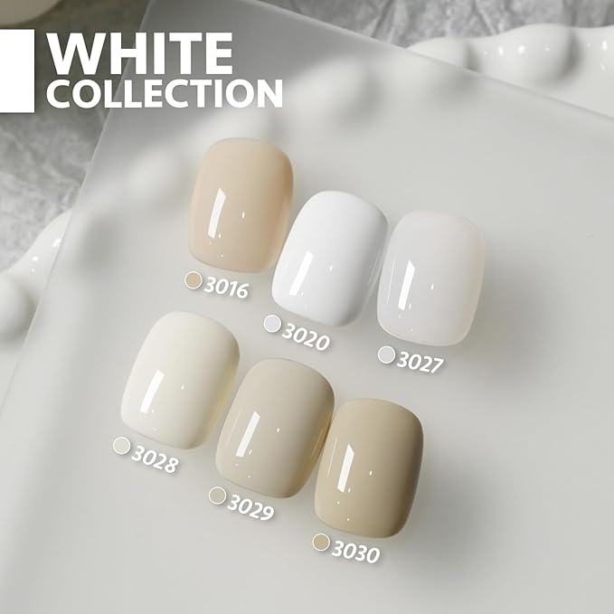 GAOY White Gel Nail Polish Set, 6 Colors Jelly Milky White Soak Off UV Light Cure Gel Polish Kit for Salon and Nail Art DIY at Home