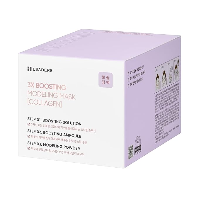 LEADERS 3X Boosting Modeling Mask | 3-Step Korean Skincare with Collagen Set of 1 | Skin Elasticity & Firmness | Improve Sagging Skin | Collagen for Toning & Anti-Aging (Collagen)