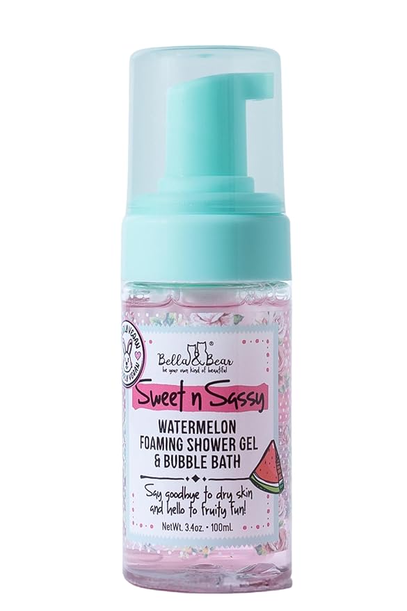 Bella & Bear Sweet 'n' Sassy Watermelon Foaming Shower Gel & Bubble Bath with Pump, Travel Size