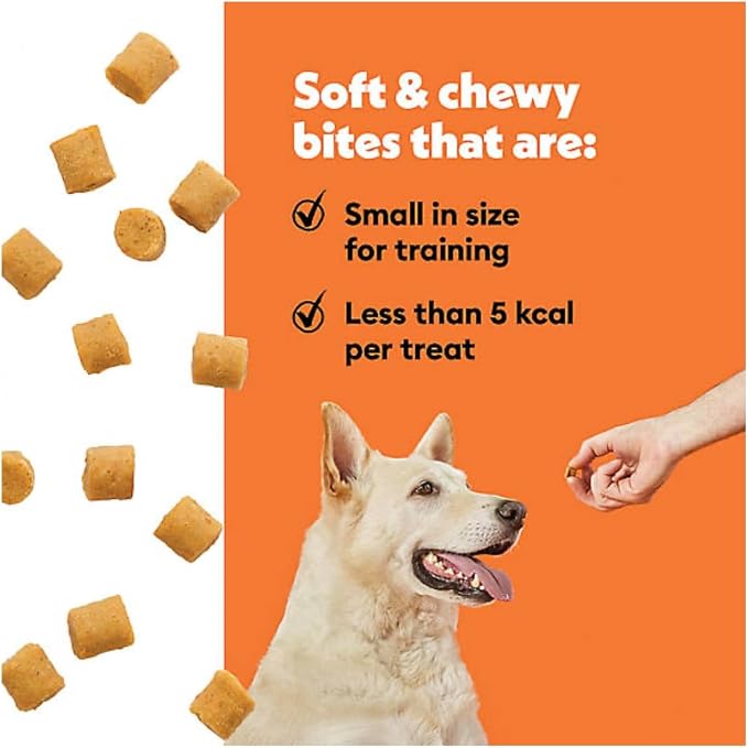 Wiggles & Wags Bacon Flavor Training Bites Dog Treats, 16 oz, with Free Bone Dispenser & Roll