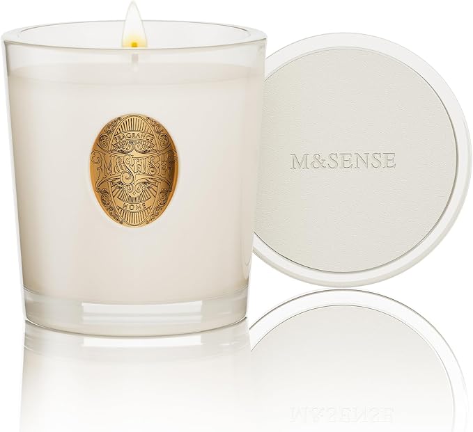 M&SENSE Vanilla Dream Soy Candle, 9.2 oz, 50-Hour Burn, Natural Non-Toxic Scented Candle, Aromatherapy for Stress Relief & Home Spa