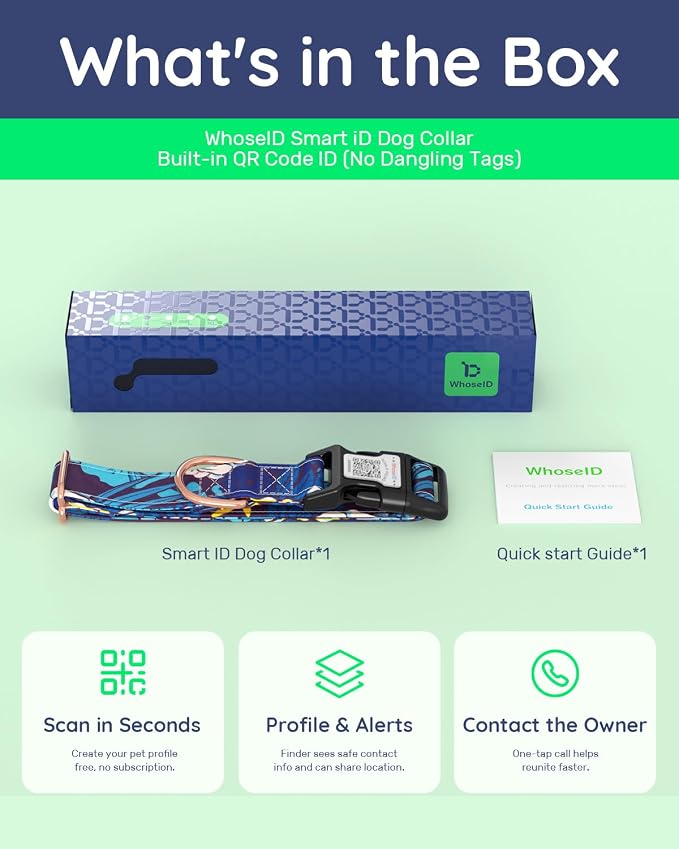 Dog Collar for Meidum Dogs with Smart QR Tags