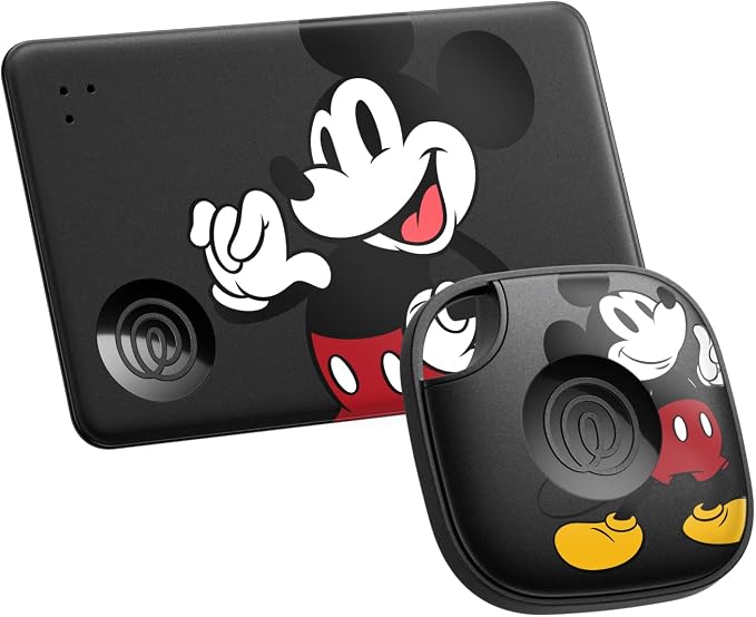 Life360 Tile Starter Pack - Mickey Mouse - Bluetooth Trackers and Item Finders for Keys, Wallets & More. Both iOS and Android Compatible. Phone Finder. 2-Pack (Black Mate/Slim)