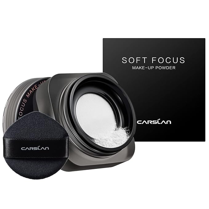 CARSLAN Soft Focus Loose Setting Powder, Waterproof, Matte, Oil Control, Shine Free, Talc-Free Face Powder Makeup, 24H Longwear Finishing Powder, 01 Dark Purple