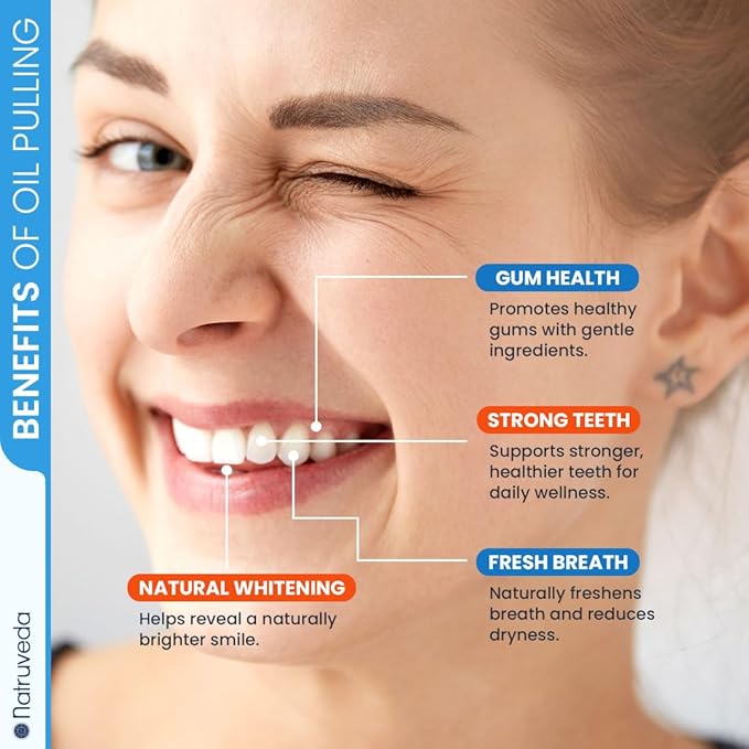 Natruveda Coconut Oil Pulling Mouthwash – Natural Whitening Ayurvedic Rinse | Fresh Mint Blend | Coconut Oil Pulling for Teeth & Gums | Whyte Oil Pulling | Aceite de Coco para Los Dientes -10 oz