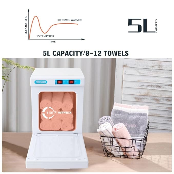 Artist hand Hot Towel Warmer for Spa Facials Salon, 5L Small Hot Towel Warmer Cabinet for Bathroom, Barber Esthetician, and Family Use (5L/White)