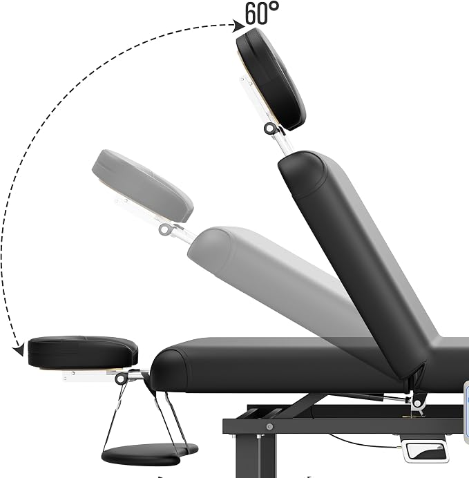 pouseayar Heavy Duty Electric Stationary Massage Table with Backrest Adjustable and Storage Space for Treatment/Medical Spa/Facial/Beauty/Massage Bed and More - 30 Wide x 75 Long - Black