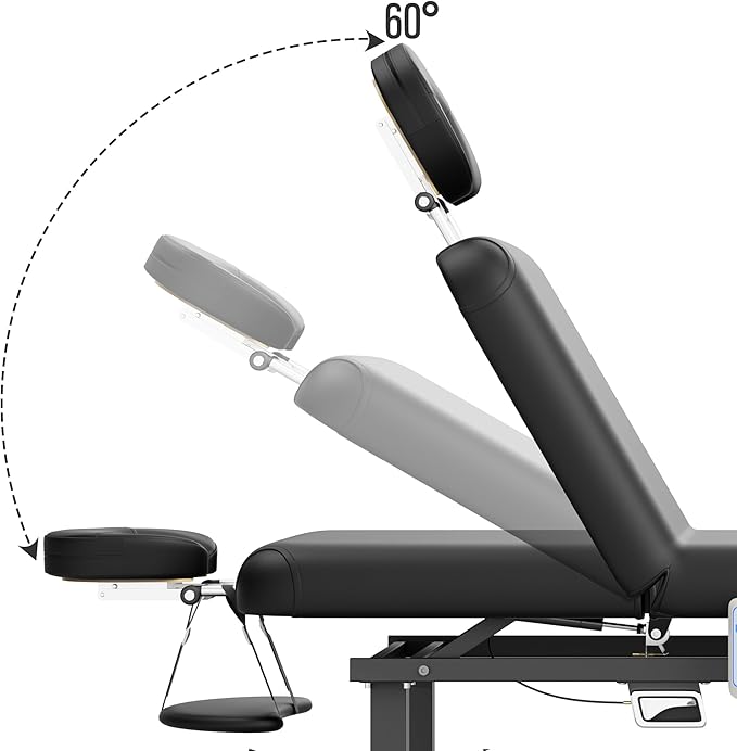 Dolonm Heating Function 30 Wide x 75 Long Heavy Duty Electric Stationary Massage Table with Backrest Adjustable and Storage Space for Treatment/Medical Spa/Facial/Beauty/Massage Bed and More - Black