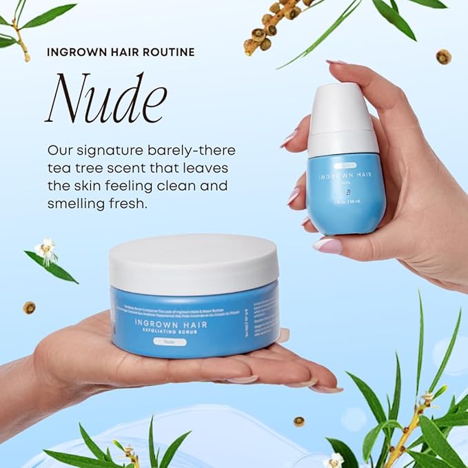 Bushbalm Ingrown Hair Exfoliating Scrub – Pre-Shave Sugar Scrub for Ingrown Hairs, Razor Bumps & Dry Skin – Gently Buffs & Soothes Sensitive Skin – Nude, 236ml