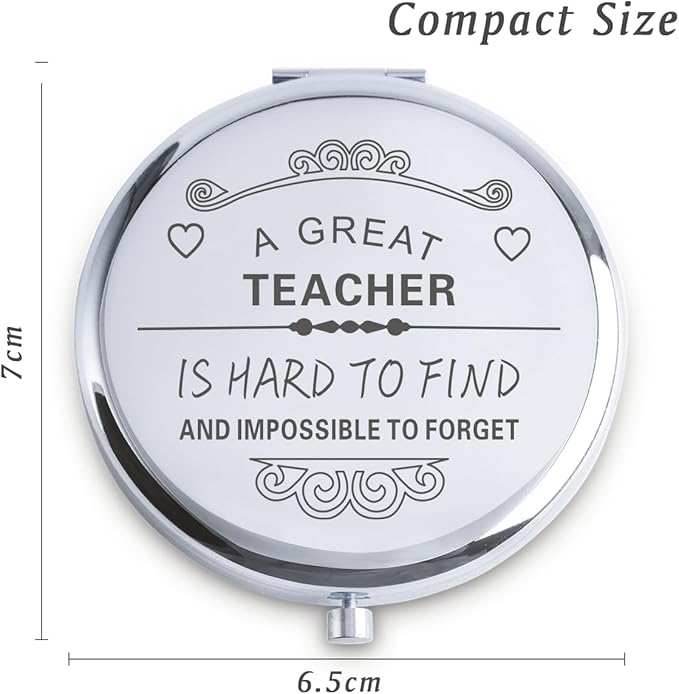 QUSTGO Teacher Appreciation Gifts for Women, Thank You Gifts for Teacher, Personalized Compact Mirror, Goodie Bag & Basket Stuffers for Valentines Day