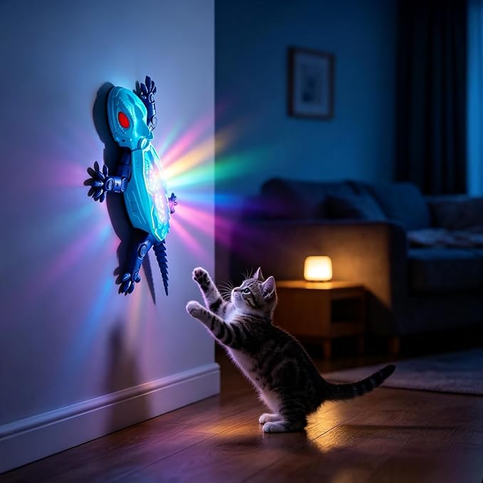 Remote Control Lizard Cat Toy,Remote Control Rechargeable Wall Climbing Gecko Toy, Wall Crawling Lizard Interactive Pet Play Accessory, Fun Prank Entertainment Toy for Cats and Dogs (Pink)