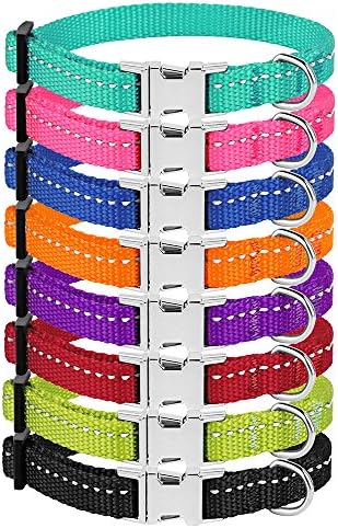 Reflective Dog Collar, Quick-Release Buckle (Purple, 7-11 Inch)