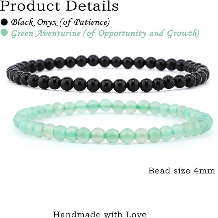 NCB 2.3-Piece 4mm Natural Crystal Gemstone Stretch Bracelets – Handmade Reiki Energy Healing Jewelry for Meditation,Yoga, Unisex