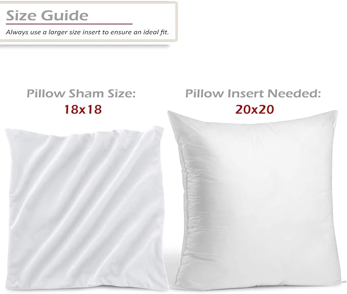 Nestl Throw Pillow Inserts Pack of 2 with Velvet Soft Solid Decorative Square Throw Pillow Covers Set for Sofa Couch Car Bedroom, 20X20 Throw Pillows Inserts with 18x18 Washable Cushion Covers, White