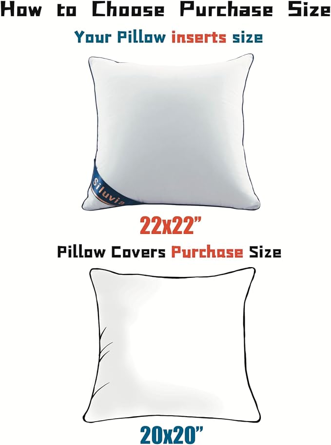 Siluvia 22x22 Down Alternative Pillow Insert 4 Pack, 100% Cotton Cover | 100% Premium Polyester Fill, Fluffy & Soft with Comfy Support - White Decorative Cushion Inserts for Couch, Sofa & Bed