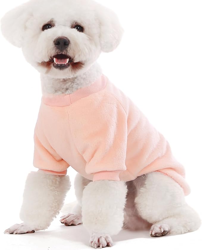 FabriCastle Dog Sweaters, 3-Pack Dog Clothes for Small Dogs Girl & Cats, Soft and Warm Pet Coats XXS - XXL, Winter Pet Jackets, Doggy Apparel Costumes, Puppy Outfits (Ballet pink,Skyblue,Peach, Small)