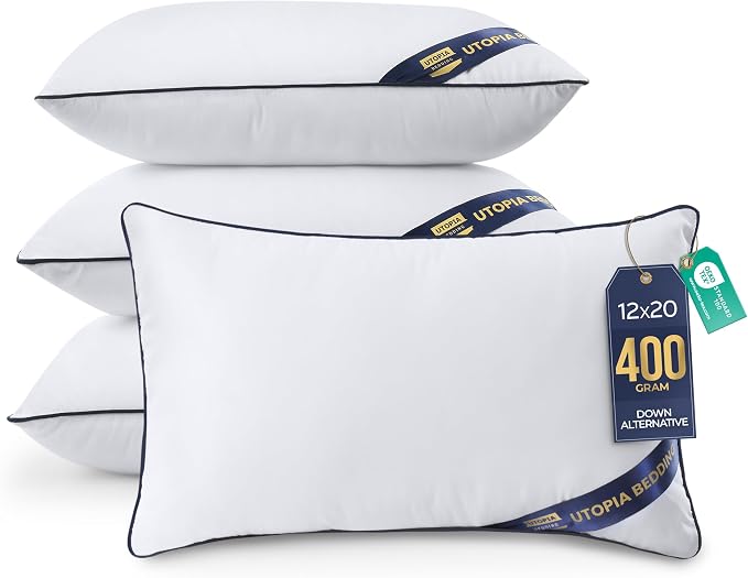 Utopia Bedding 12x20 Throw Pillow Inserts, Decorative Pillows, Pack of 4 | Piping Throw Pillows, Plush & Supportive, Aesthetic Cushion Sham Stuffer for Sofa, Office, Couch & Bed, Set of 4, White