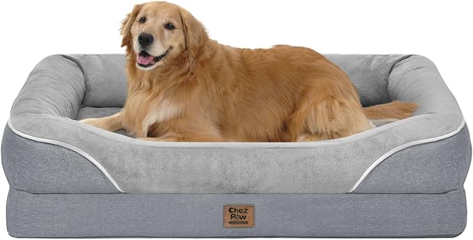 Waterproof Orthopedic XL Dog Bed for Large and Extra Large Dogs | Egg Crate Foam, 4-Sided Bolster Support, Waterproof Liner, Non-Slip Bottom, Machine Washable Cover, 42 x 30 Inch