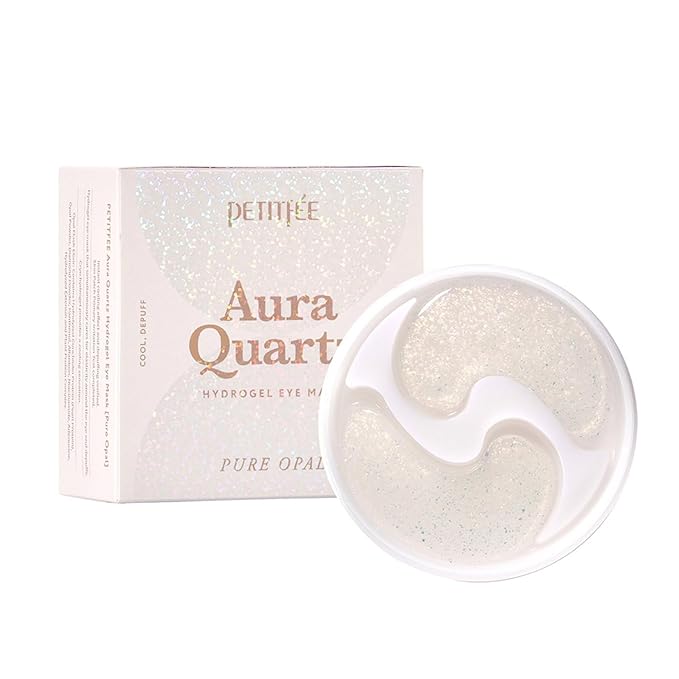Petitfee Aura Quartz Eye Mask Pure Opal 40 pcs (20 pairs) - Rejuvenating Hydrogel Eye Patch for Puffy Eye Bags, Cooling, Depuffing, Under Eye Elasticity, Reduces Fine Lines for Firming Eye Area