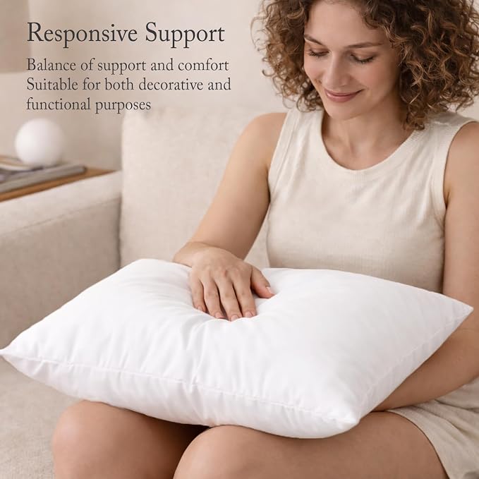 puredown® 22x22 Feather Down Pillow Inserts, 4 Pack Throw Pillow Inserts for Couch, Chairs, Office, Apartments