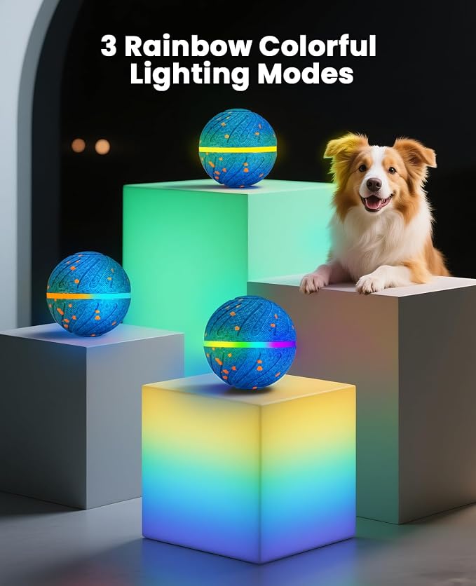 Xeuch Smart Interactive Dog Balls, Automatic Moving Bouncing Ball, E-TPU Material, Motion Activated Rotating Toy for Dogs Puppies, Enrichment & Stimulation Toys for Indoor & Outdoor (Deep Blue)