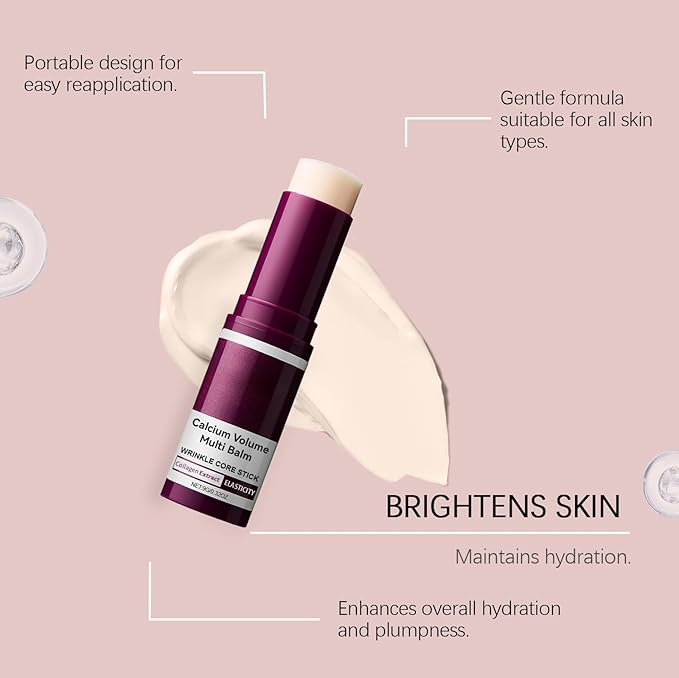 Calcium Multi Balm, Calcium Volume Multi Balm, Wrinkle Core Stick, Korean Collagen Moisturing Stick, Intensive Repair, Keep The Skin Firming Moist and Smooth for Eyes, Neck and Forehead (2)