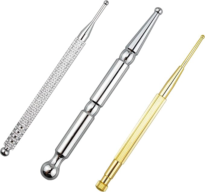 3PCS Massage Tools, Manual Acupuncture Pen, Stainless Steel Acupressure Stick, Facial Reflexology, Dual Head Massage Tool for Full Body Pain Relief
