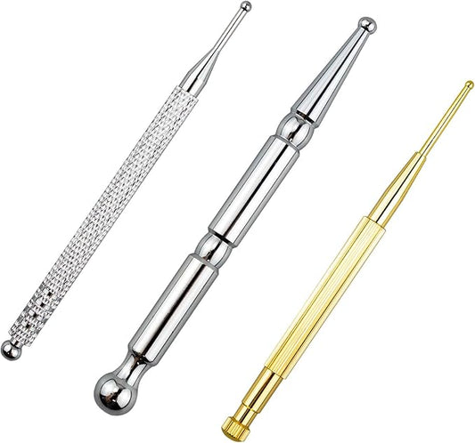 3PCS Massage Tools, Manual Acupuncture Pen, Stainless Steel Acupressure Stick, Facial Reflexology, Dual Head Massage Tool for Full Body Pain Relief