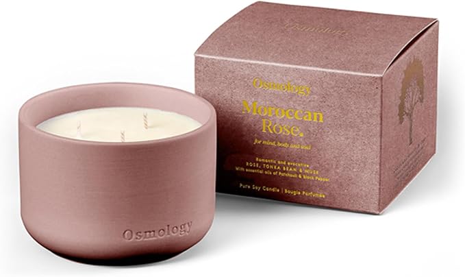 Moroccan Rose Aromatherapy Candle – Rose, Tonka Bean & Musk Scented Candle, Plant-Based Wax, 15.8 oz, 60 Hour Burn Time, Floral & Musky Candle
