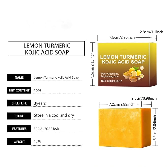 Jabon de Curcuma Para las Manchas, Acido Kojico para Manchas, Jabón de Curcuma, Aceite de Coco, Vitamina E, Triple Para Rostro y Cuerpo, Jabón Para Piel Grasa y Seca (1 Jabon Intimo Para Mujer)