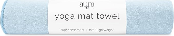S&T INC. Aura Yoga Mat Towel, Quick Dry Towel, Soft and Absorbent for Gym, Pilates, and Hot Yoga Mat, 1 Pack, 26.5 inches x 72 inches, Microfiber, Blue