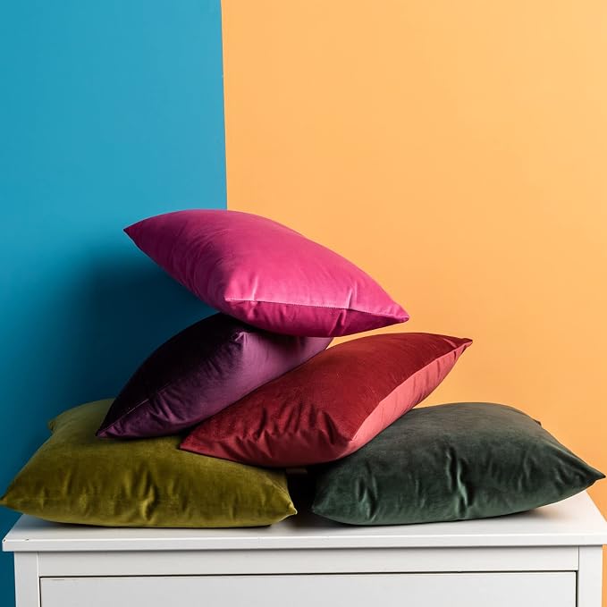 24x24 Velvet Throw Pillow Covers Set of 2 for Couch Bed,Eggplant Purple | JUSPURBET Decorative Pillow Covers with Invisible Zipper for Modern Sofa Living Room Bedroom Home Decor