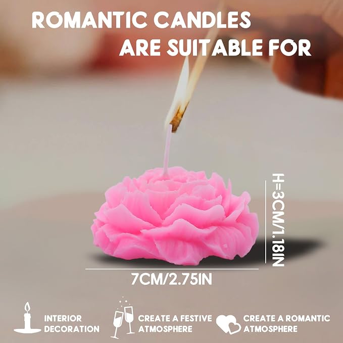 Low Temperature Candles Glitter Peony Flower Scented Candles Aromatherapy Romantic Wax Play Candles Valentines Day, Lovers, Couples 3 PCS