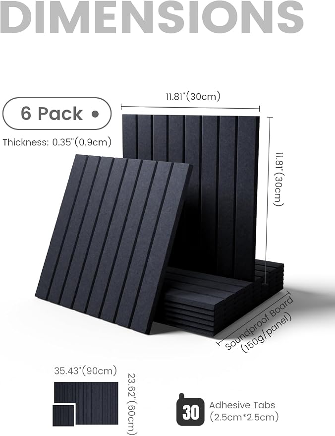 Fluxynara 36" x 24" Large Felt Bulletin Board, Navy Blue | 6 Pack Cork Board Alternative with 30 Safe Adhesive Tabs, Pin Boards for Wall Decor, Home, Office, Classroom,Dorm