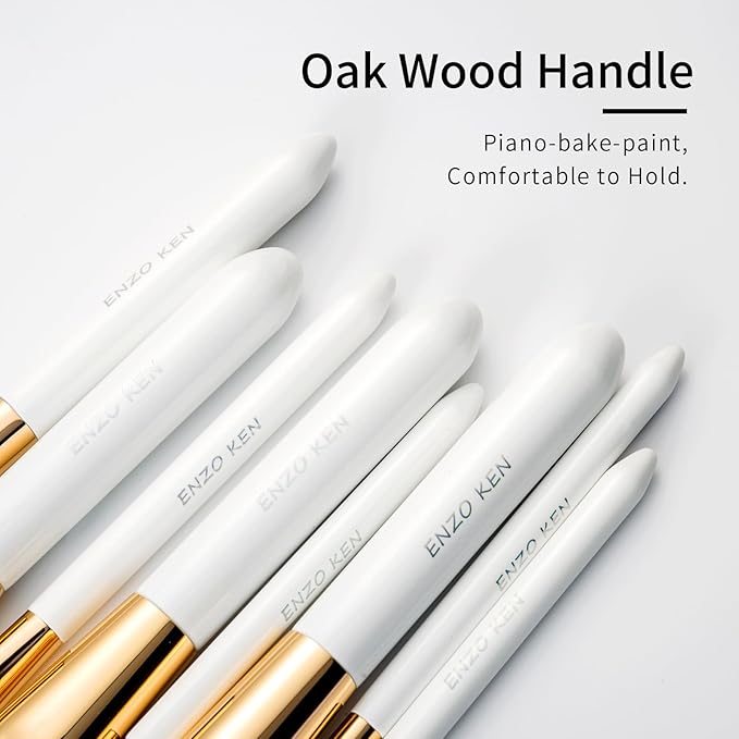 ENZO KEN Natural Black Goat Hair Makeup Brush Set with Case, Natural Hair Makeup Brushes Set Professional, Make up Brushes Set Professional, Natural Makeup Brushes, Natural Bristle Makeup Brushes.