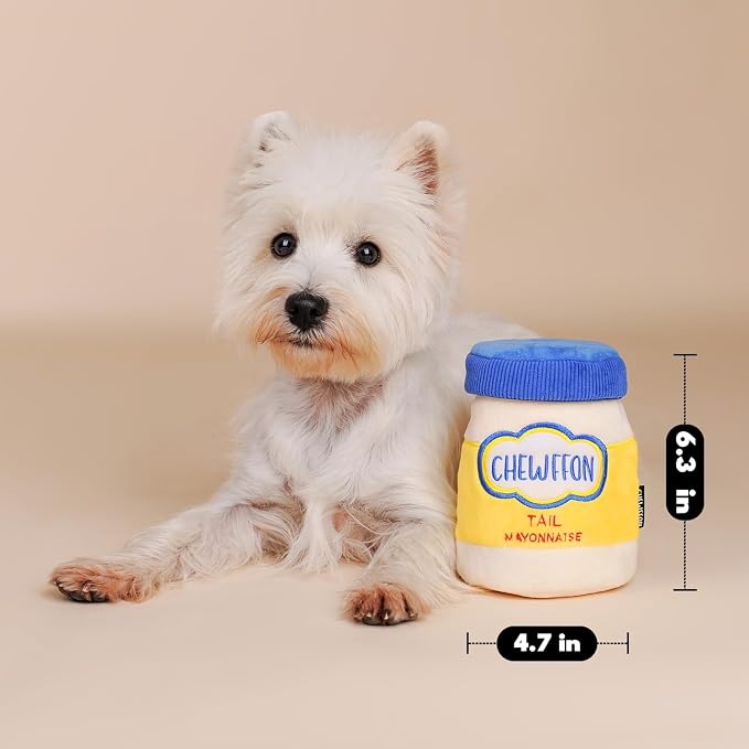 CHEWFFON Dog Enrichment Toys, Snuffle Crinkle Toy for Mental Stimulation | Interactive Mayonnaise Jar Puzzle Treat Toy, Hide and Seek Nose Work Game for Boredom, All Dog Sizes