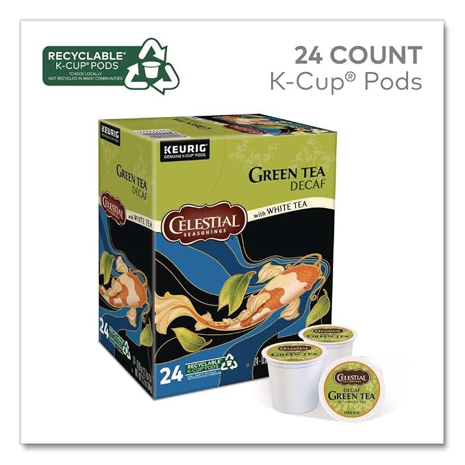 Celestial Seasonings 14737 Decaffeinated Green Tea K-Cups, 24/box