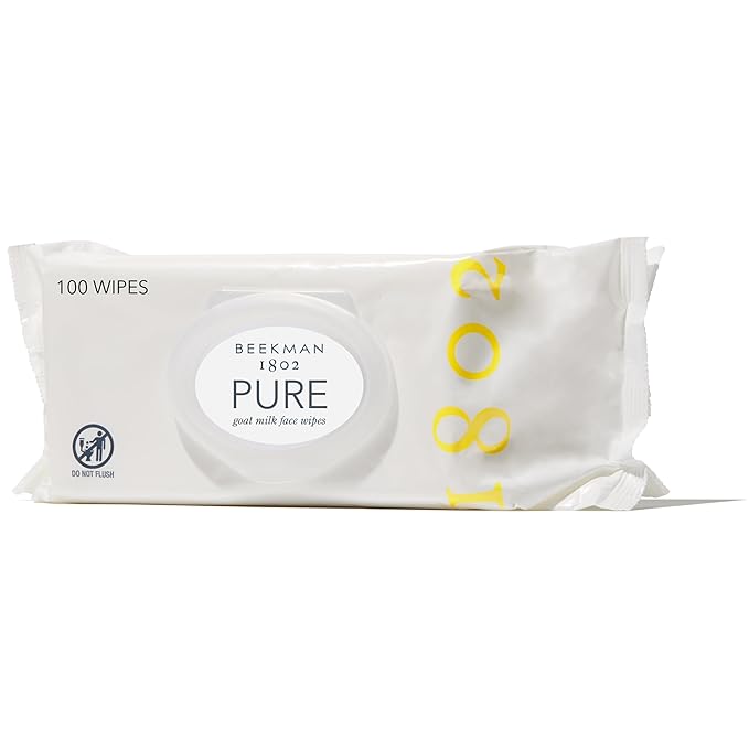 Beekman 1802 Face Wipes – Makeup Remover Wipes for Face, Facial Cleansing Wipes that Remove Makeup & Dirt, Travel Essentials, Face Wipes with Goat Milk & Aloe, Fragrane Free 100 Count