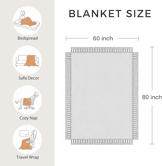 LUTBM Boho Throw Blanket for Bed 60"x80", 100% Cotton Cozy Couch Blankets | Reversible Floral Jacquard, All-Season Quilt, For Chair Sofa Living Room, Lightweight & Breathable Gauze, Vintage Home Decor