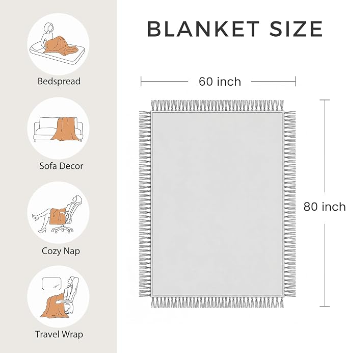 LUTBM Boho Throw Blanket for Bed 60"x80", 100% Cotton Cozy Couch Blankets | Reversible Floral Birds Jacquard Summer Quilt, All-Season, For Chair Sofa Living Room, Lightweight Breathable, Home Decor