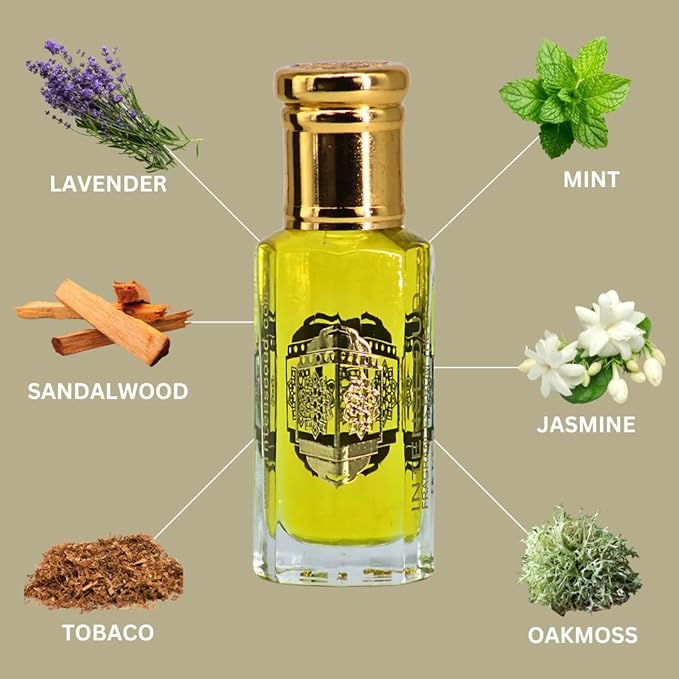 INTENSE OUD Crys Water Arabian Perfume Oil for Men, Long Lasting Alcohol-Free Concentrated Fragrance, 12ml (0.40 oz) in Black Gift Box, Misk Blend