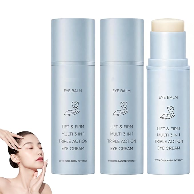 Korean Under Eye Balm, Hydrating Eye Balm Stick for Mature Skin, Collagen-Infused Multi Balm, Firming and Smoothing Eye Care Stick, Lightweight 3-in-1 Formula for Fine Lines (2pcs)
