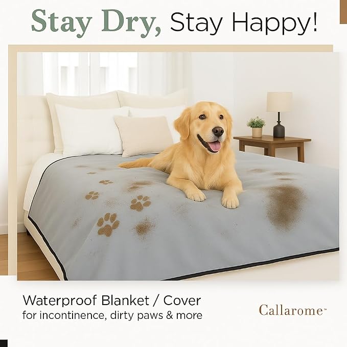 Waterproof Blanket for Bed or Couch – Soft and Leakproof Waterproof Throw Blanket, Water Proof & Stain Resistant Easy to Clean Throw Blanket Cover for Adults or Pets, Reversible Grey 60"x80" | High-Density Heavy-Duty Material - Ultra-Soft & Durable Sof...