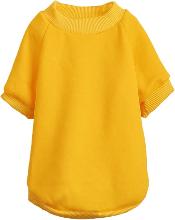 Soft Puppy Sweater for Small Dogs Winter Pullover, Yellow M | Elastic Cuffs Pet Clothes, Holiday Party Matching, Fall Winter Daily Outfit, Soft Breathable Machine Washable Sweatshirt