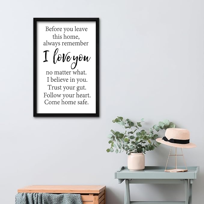 RLWangChao Before You Leave This Home Wall Decor Art, 24"X16", Black | I Love You Sign, Inspirational Quotes, Family Entryway, Wood Framed Wall Hanging