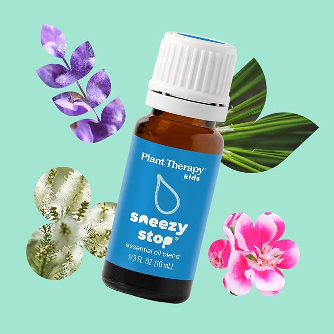 Plant Therapy Kids Sneezy Stop Essential Oil Blend 10 mL (1/3 oz) 100% Pure, Undiluted, for Respiratory Support, Congestion Relief, Seasonal Pollen Concerns