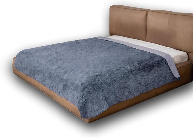 Dogs/Cats Bed Mats, Dog Pad Washable Removable Couch Cover with Anti-Slip Back, Plush Long Fur Mat, Perfect for Small, Medium and Large Dogs.(Navy Blue, 82"x82")