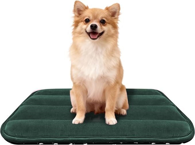 pobopobo Dog Crate Pad, Ultra Soft & Anti-Slip Kennel Mat, Secure Fit for Metal Crates & Dog Cages, Washable Cozy Bed for Small Medium Large Dogs (Green, M(28"*16"*1.5"))